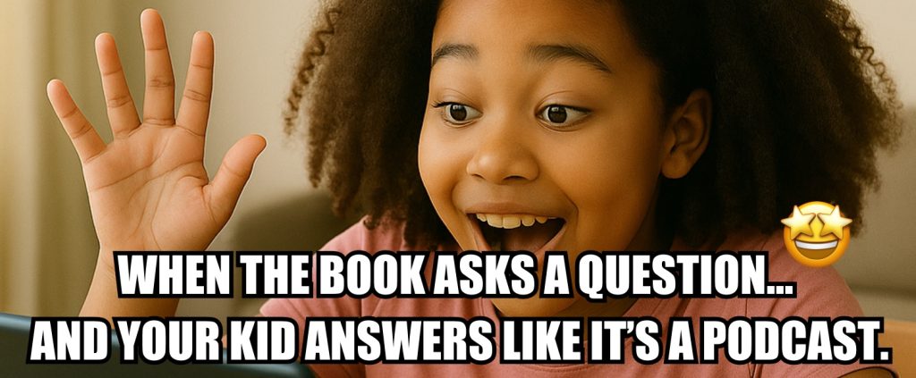 KOBI Meme - When the book asks a question... and your kid answers like it's a podcast
