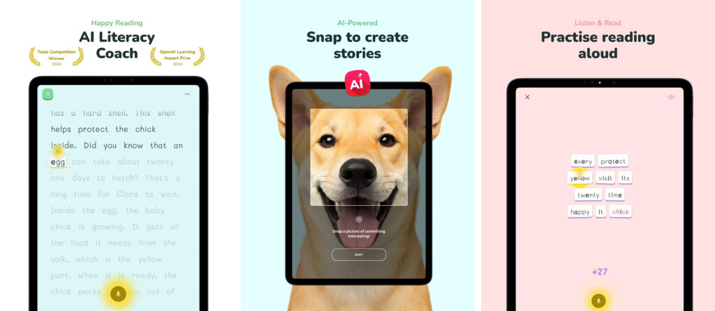 KOBI contains several AI components, all designed for literacy and reading support